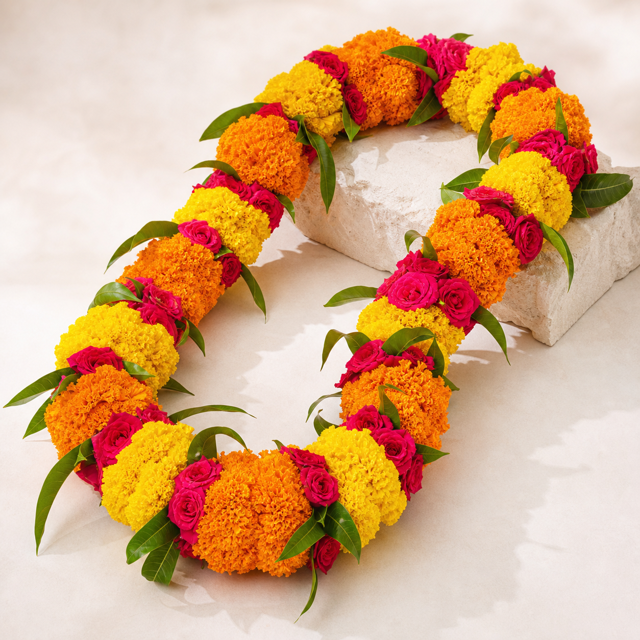 Orange and yellow marigold celebration garland