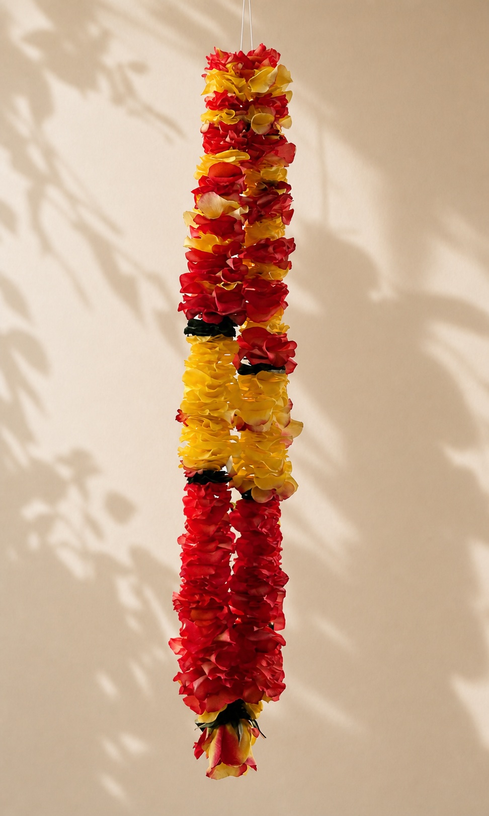 Red and yellow rose petal garland alternate product view