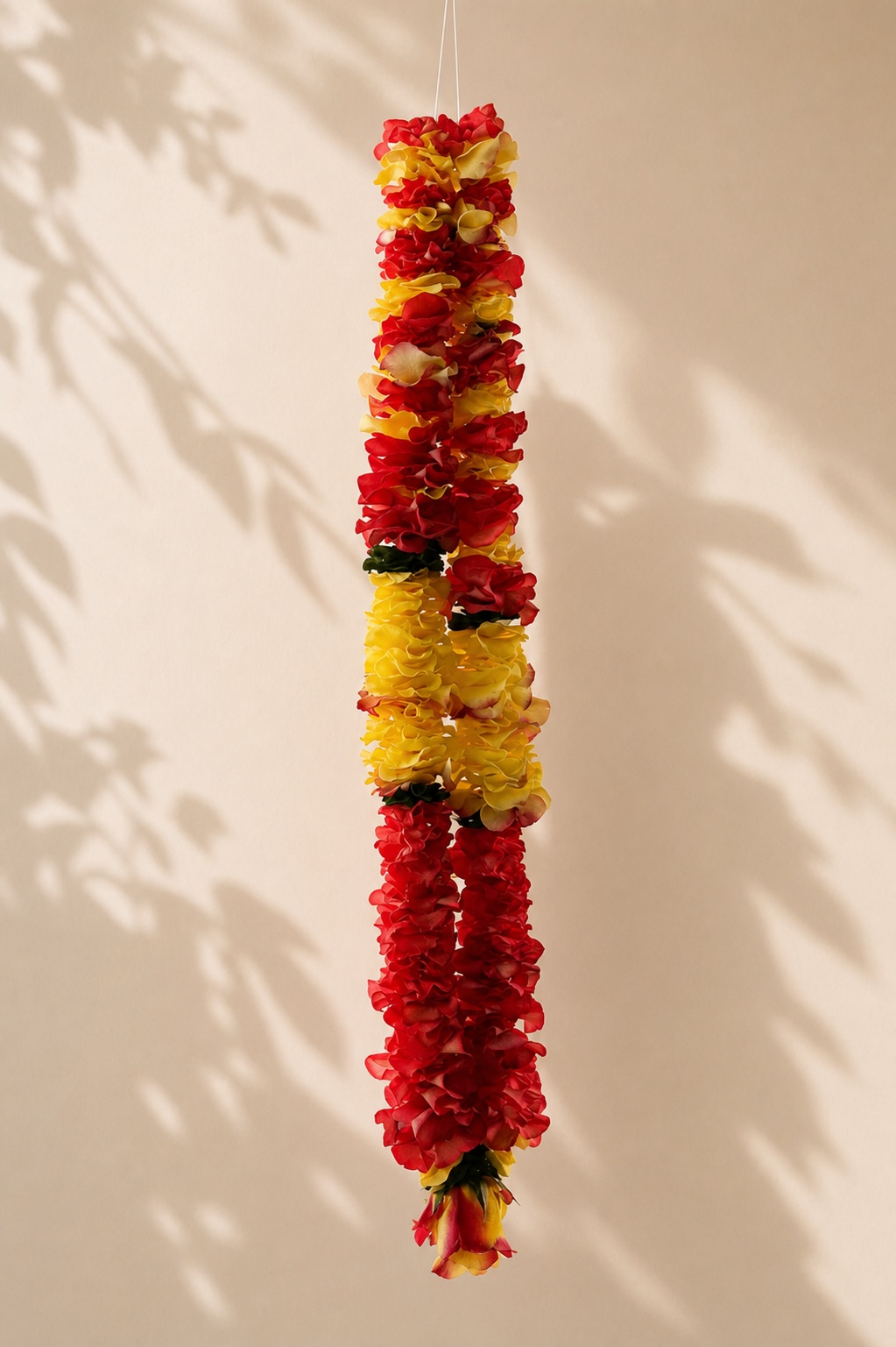 Red and yellow rose petal garland close alternate product view